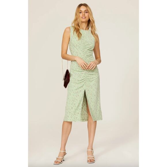 Love, Whit by Whitney Port Sleeveless Floral Ruched Midi Dress Size X-Small - Picture 1 of 15